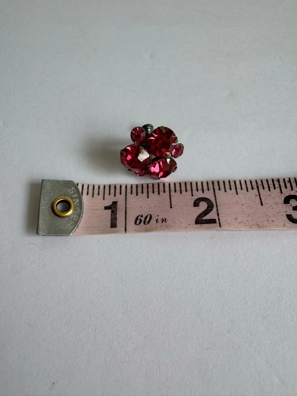 Vintage 1950s Pink Rhinestone Earrings Screw back